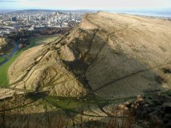 view of the ribs while climbing Arthur's Seat