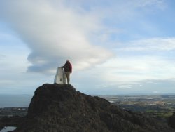 David at the top with the Firth of Forth in background