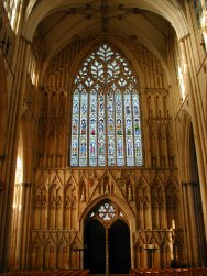 stained glass at Western end of nave